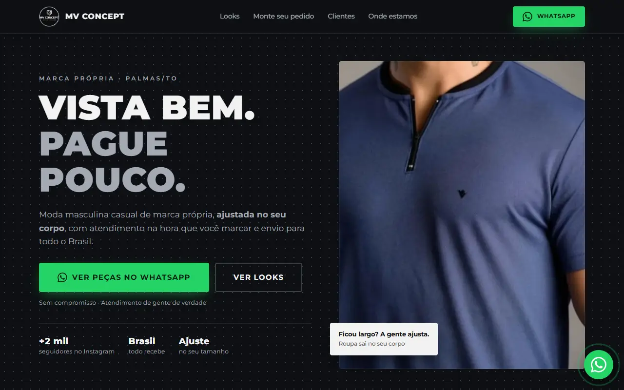 Página inicial da MV Concept no computador