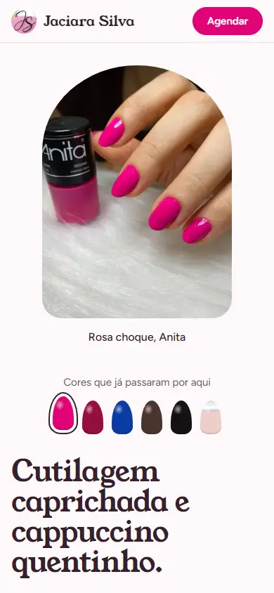 Site da Jaciara Silva no celular