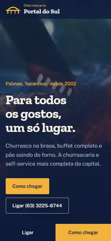Site da Churrascaria Portal do Sul no celular